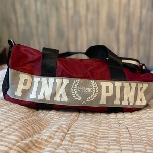 PINK Victoria's Secret Burgundy and Black Duffel Bag